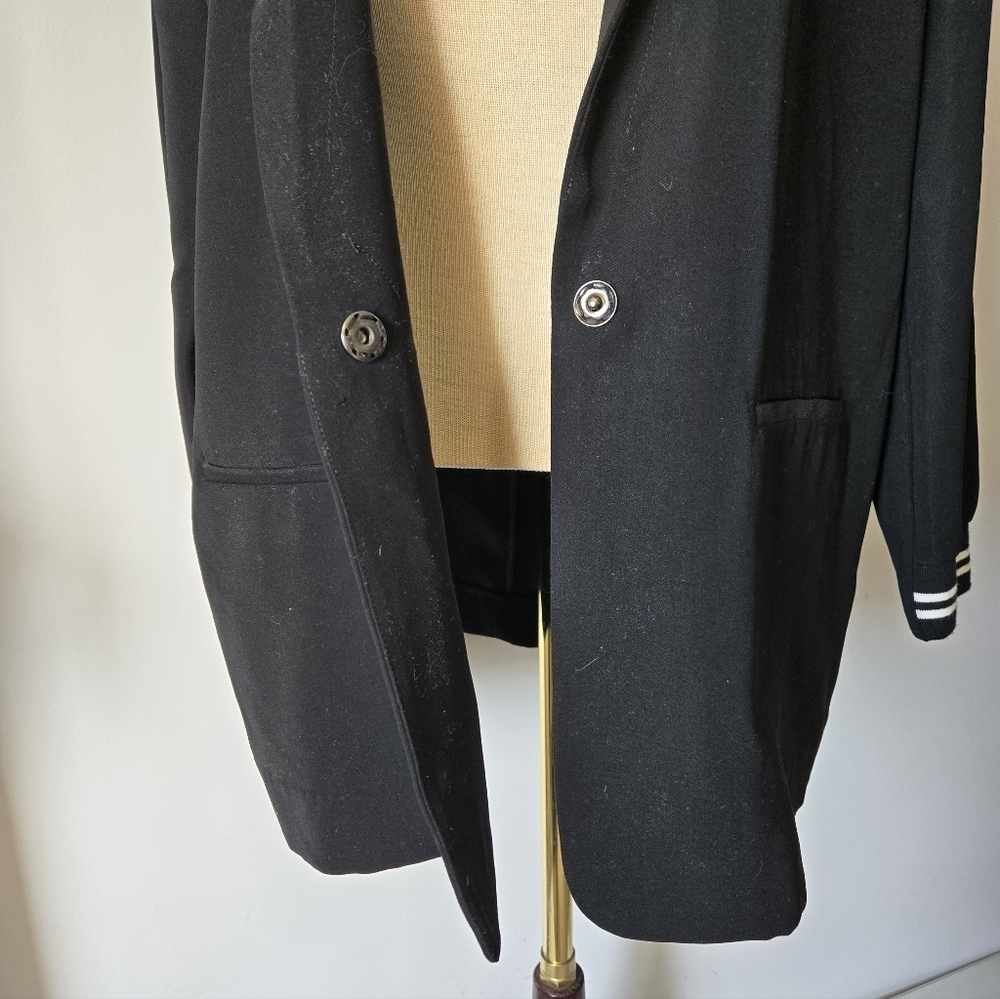MOLLY BRACKEN  Black lightweight Blazer with Striped Racing Trim. Size XL - Picture 10 of 13